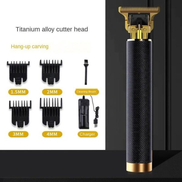 Vintage T9 Black Diamond Metal Body Professional Hair Clipper With R-Type Obtuse Angle Cutter Head